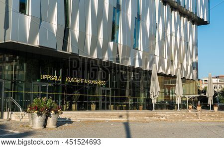 Uppsala, Uppland Sweden - 07 27 2019- Glass Facade Of The Contemporary Konsert And Kongress - Concer