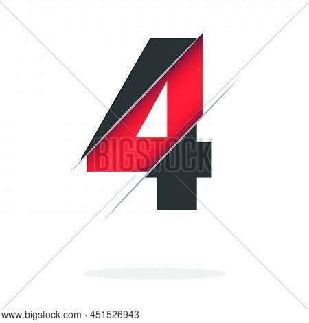 4 Number Logo Design With A Creative Cut And Black Circle Background. Creative Logo Design.