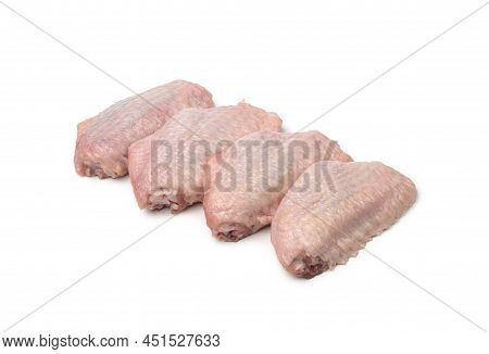Fresh Raw Chicken Middle Wing Stick (wingette) Isolated On White Background