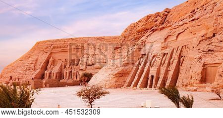 View Of The Great Temple Of Rameses Ii And The Small Temple Of Nefertari In The Village Of Abu Simbe