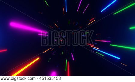 3d Rendering. Abstract Futuristic Geometric Background With Lines, Glow. Glowing Triangular Frame Lo
