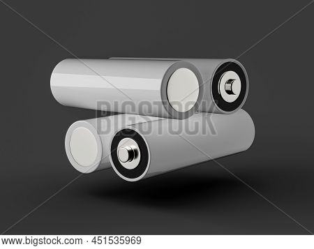 Aa Size Battery Isolated On White Background Blank Rechargeable Battery Aa Or Aaa Size 3d Illustrati