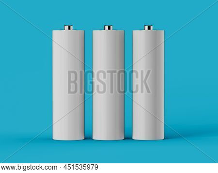 Aa Size Battery Isolated On White Background Blank Rechargeable Battery Aa Or Aaa Size 3d Illustrati