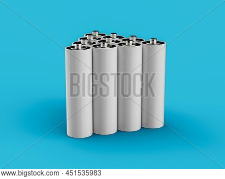 Aa Size Battery Isolated On White Background Blank Rechargeable Battery Aa Or Aaa Size 3d Illustrati