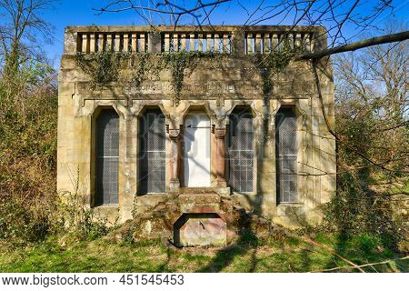 Old Water Supply Building Of Psychiatric Asylum Center Wiesloch In Germany. (german Text Says 'wasse