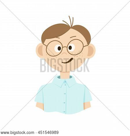 Drawing Of A Cartoon Man With Glasses. Doodle Style