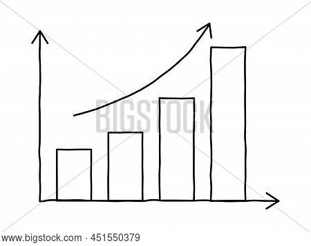Growth Bar Chart. Hand-drawn Doodle Drawing. Simple Vector Illustration.