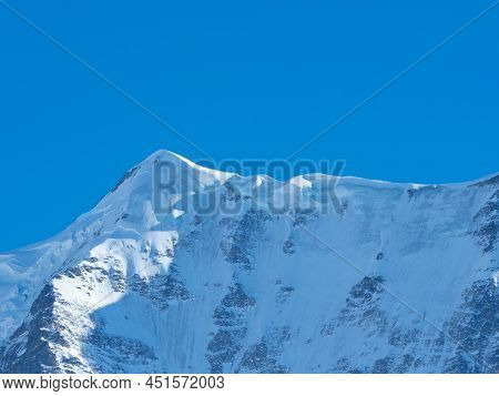 Close-up View Of The Northern Ice Wall And Peak Of Gletscherhorn Close To Muerren, Switzerland