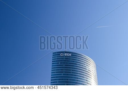Paris, France - February 27, 2022 : The Energy Company Edf Headquarter Building In Paris