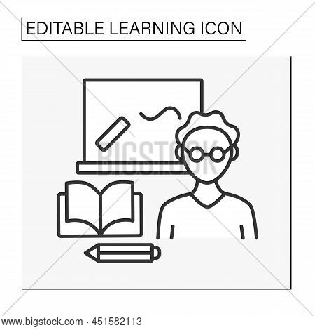 Teacher Line Icon. Education At School. Skills Are Improving. Classroom. Learning Concept. Isolated 