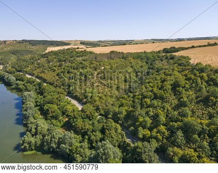 Aerial Summer View Of Yantra River, Passing Near The Town Of Byala, Ruse Region, Bulgaria