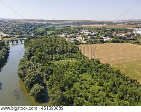 Aerial View Of Yantra River, Passing Near The Town Of Byala, Bulgaria