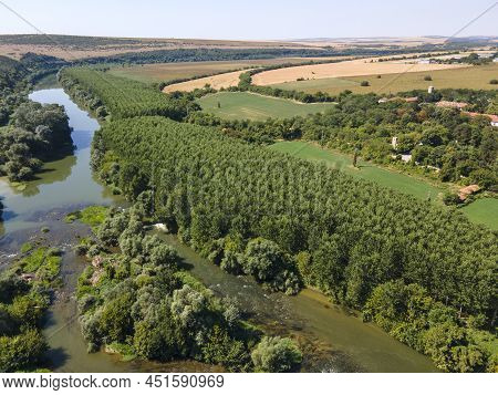 Aerial View Of Yantra River, Passing Near The Town Of Byala, Bulgaria