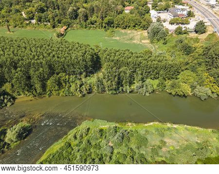 Aerial View Of Yantra River, Passing Near The Town Of Byala, Bulgaria