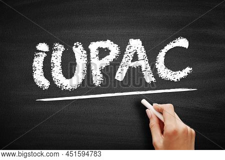Iupac - International Union Of Pure And Applied Chemistry Acronym, Text Concept On Blackboard