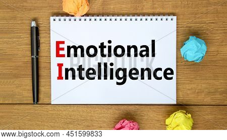 Ei Emotional Intelligence Symbol. Concept Words Ei Emotional Intelligence On White Note. Metallic Pe