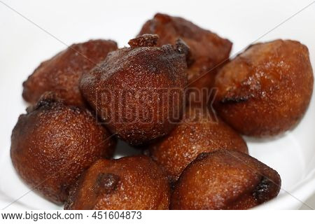 Kerala Style Sweet Tasty Unni Appam In White Background. Selective Focus