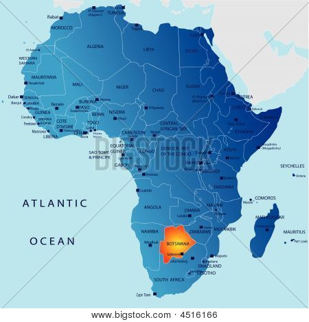 Carte politique de l'Afrique, Botswana