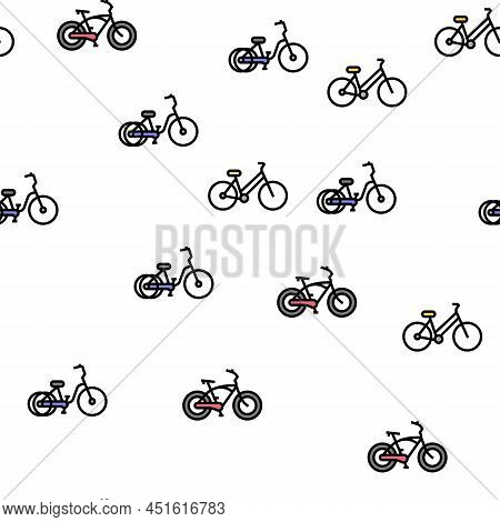 Bike Transport And Accessories Vector Seamless Pattern Thin Line Illustration