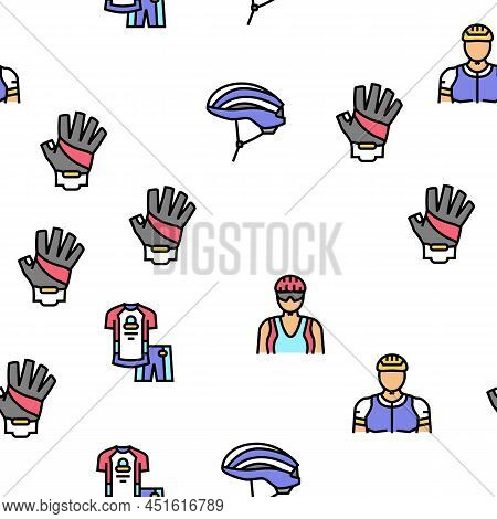 Bike Transport And Accessories Vector Seamless Pattern Thin Line Illustration