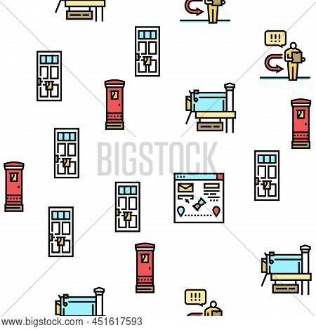 Post Office Delivery Service Vector Seamless Pattern Thin Line Illustration
