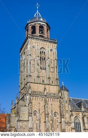 Tower Of The Historic Lebuinus Church In Deventer, Netherlands