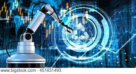 Recycle Zero Waste Environment Sving Ecology. Business Industrial Technology Concept. Cobot 3d Rende