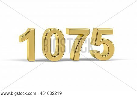 Golden 3d Number 1075 - Year 1075 Isolated On White Background - 3d Render