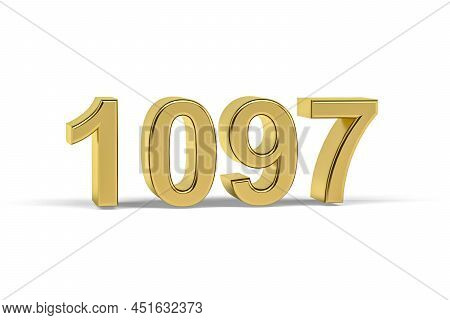 Golden 3d Number 1097 - Year 1097 Isolated On White Background - 3d Render