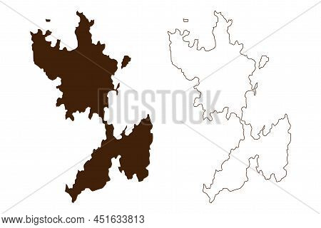 Rineia Island (hellenic Republic, Greece, Cyclades Archipelago) Map Vector Illustration, Scribble Sk