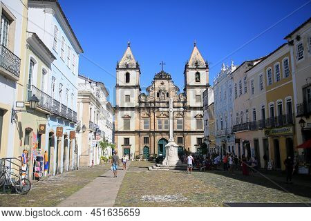Salvador, Bahia, Brazil - March 25, 2022: View Of Sao Francisco Church In Pelourinho Region, Histori