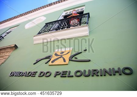 Salvador, Bahia, Brazil - March 25, 2022: Young Members Of Projeto Axe Make A Percussion Presentatio