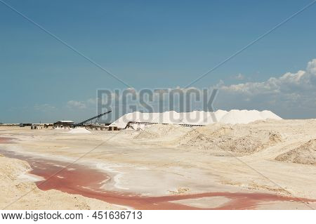 Pink Salt Harvesting And Refining Factory, Yucatan Mexico