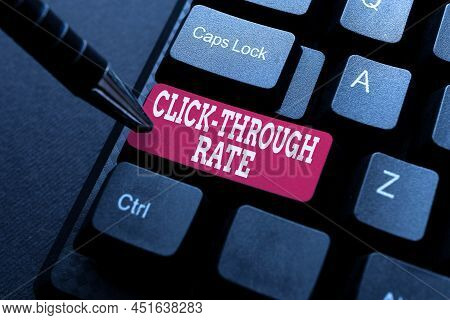 Text Showing Inspiration Click Through Rate. Business Idea Number Of Clicks Divide It By Impressions
