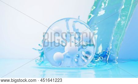 3d Render Of Simple Chemical Bond In Side Cell Or Molecules. The Associated Of Atoms, Ions, Bond And