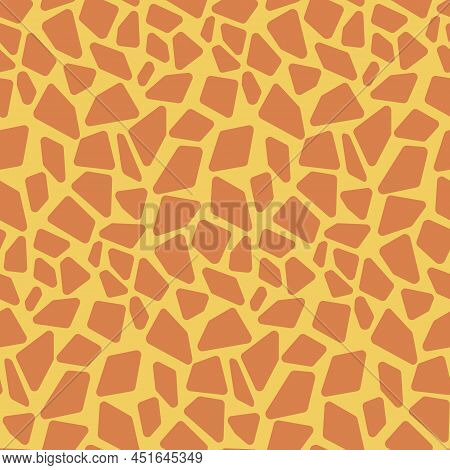 Animal Seamless Pattern Giraffe Skin, Imitation Of Giraffe Spots On Fabric, Flat Design Illustration