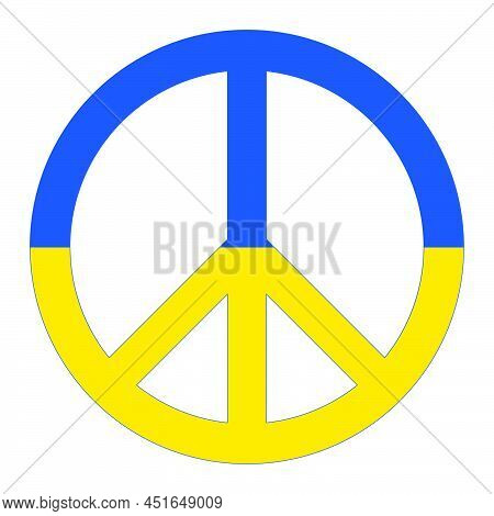 Peace Sign In Colors Of Ukrainian Flag. No War Concept
