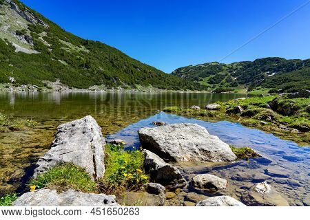 Stunning Zireiner See Lake In Tyrol Alm Mountains Austria