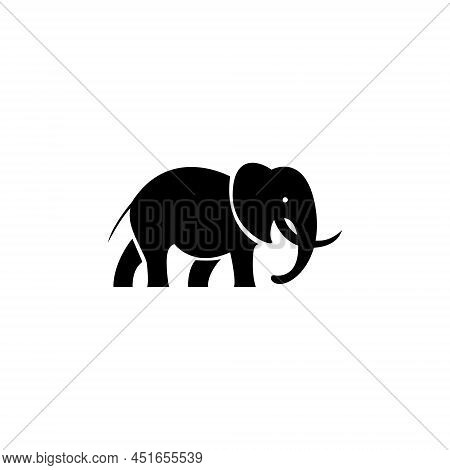 Elephant Head Vector Illustration For Icon, Symbol Or Logo. Elephant Flat Logo
