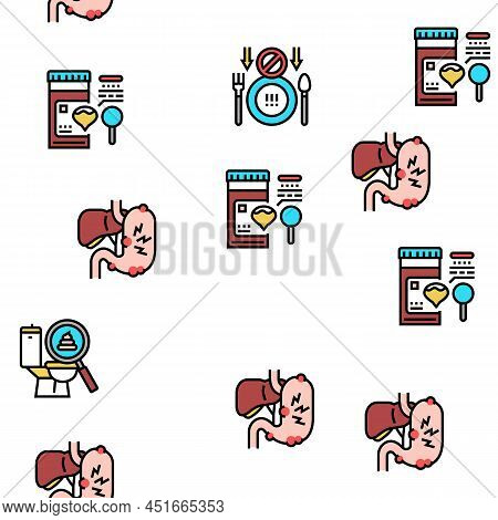 Hepatitis Liver Health Problem Vector Seamless Pattern Thin Line Illustration