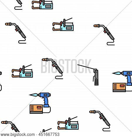 Welding Machine Tool Vector Seamless Pattern Thin Line Illustration