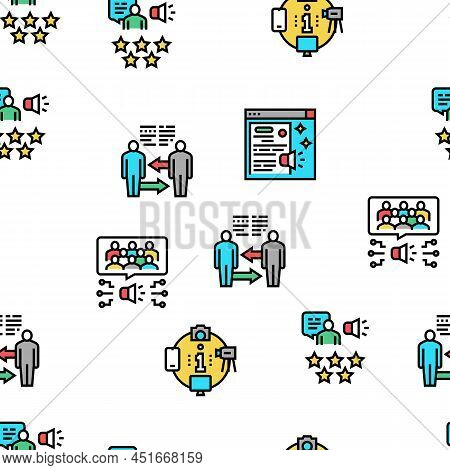 Pr Public Relations Vector Seamless Pattern Thin Line Illustration