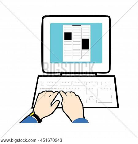 Old Computer Unit With A Monitor On A White Background In Eps 10