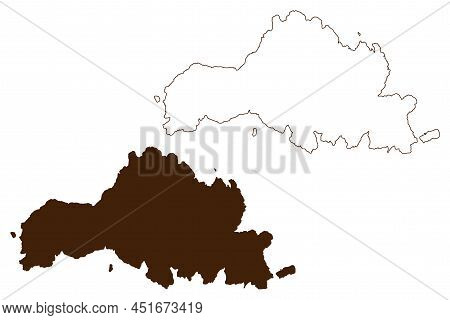 Keros Island (hellenic Republic, Greece, 	Cyclades Archipelago) Map Vector Illustration, Scribble Sk