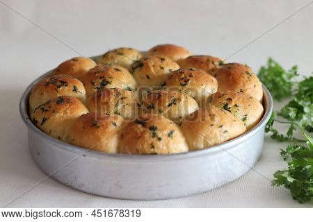 Dinner Rolls. Home Baked Golden Brown Color Dinner Rolls Fresh From The Oven, Glazed With Butter Ins