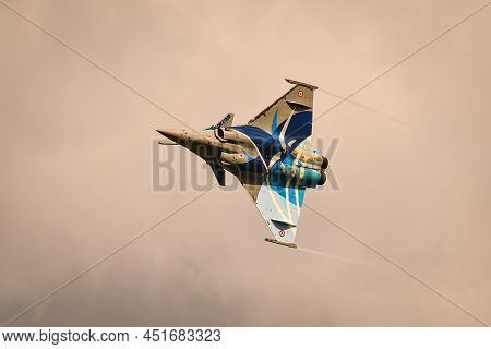 Gdynia, Poland - August 21, 2021: Flight Of The French Air Force Dassault Rafale Fighter Plane At Th