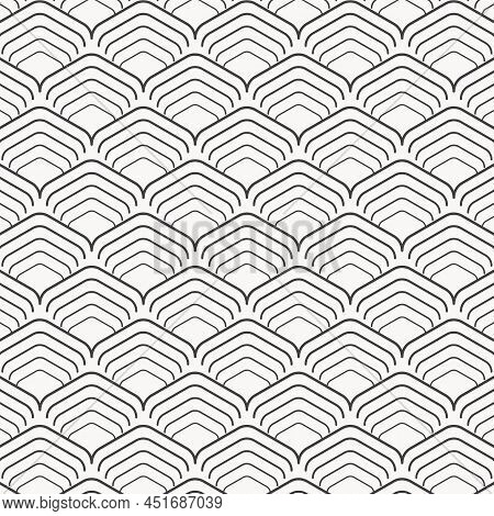 Vector Pattern, Repeating Abstract Linear Scale Fish. Pattern Is Clean For Fabric, Wallpaper, Printi