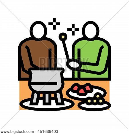 Party Fondue Color Icon Vector. Party Fondue Sign. Isolated Symbol Illustration