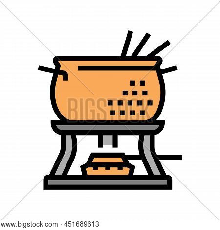 Copper Fondue Pot Color Icon Vector. Copper Fondue Pot Sign. Isolated Symbol Illustration