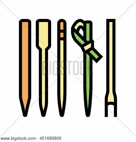 Bamboo Skewers Color Icon Vector. Bamboo Skewers Sign. Isolated Symbol Illustration